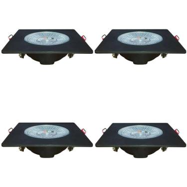 Imagem de Kit 4 Spot Authentic LED Quadrado de Embutir Avant Branco com Corpo Preto Fosco 5w 6500k - Cód 86505