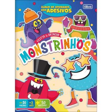 Imagem de Livro Álbum de Atividades c/ Adesivos Vestir e Brincar Monstrinhos 16 