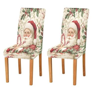 Imagem de SEHANY Conjunto de 2 capas de cadeira de gnomo de Papai Noel para sala de jantar, elástico, removível e lavável, para cozinha, hotel, festa, decoração de Natal