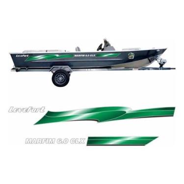 Imagem de Kit Adesivos Faixas Letreiro Barco Levefort 6.0 Marfim Cores - Spts