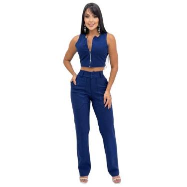 Imagem de Conjunto Cropped Zíper e Calça Pantalona c/ bolso 9470 - Loja Blog Sto