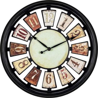 Imagem de Relogio parede estilo industrial gigante madeira 36cm retro - Multicoi