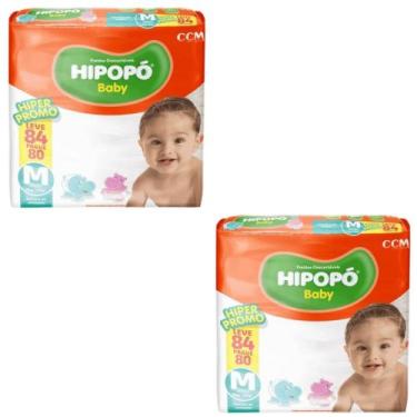 Imagem de Kit 2 Fralda Descartável Infantil Hipopó Baby Hiper Tamanho M - Total 