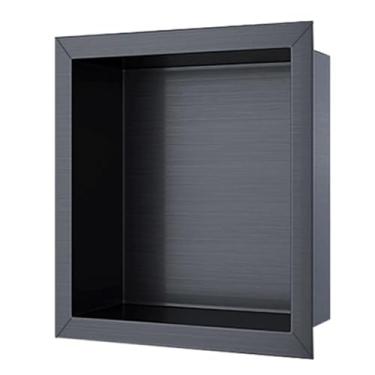 Imagem de Nicho de chuveiro, prateleira de quarto molhado embutida de aço inoxidável, organizador de chuveiro de produtos de higiene pessoal, sala de estar em casa, quarto, prateleiras de banheiro, alcovas de