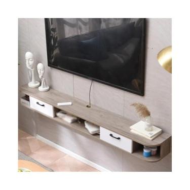 Imagem de Suporte de TV flutuante montado na parede armário de prateleira de console de mídia para armazenamento de TV, centro de entretenimento, sala de estar, quarto, unidade de parede (cinza)