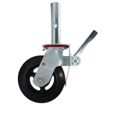 Imagem de Rodizio Giratorio para Andaime 6x2 com Freio e Roda de Ferro com Borra