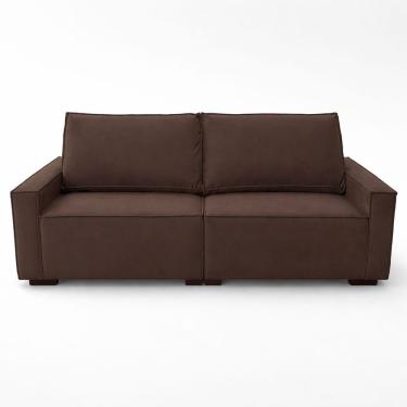 Imagem de Sofá 2 Metros Contemporâneo Sala Estar Luxo Moderno Suede Marrom