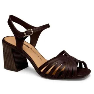 Imagem de Sandália Feminina Dakota Fisherman Salto Bloco Médio, 36, Cafe