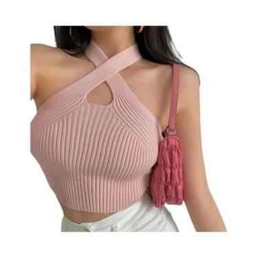 Imagem de Top De Verão Feminino Slim Fit Em Cor Sólida, Básico E Trendy Y2K, Top
