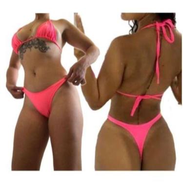 Imagem de Biquini Fio Dental Cortininha Asa Delta Com Forro Varias Amarrações - 