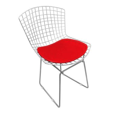Imagem de Cadeira Bertoia Cromada Com Assento Sintético Vermelho