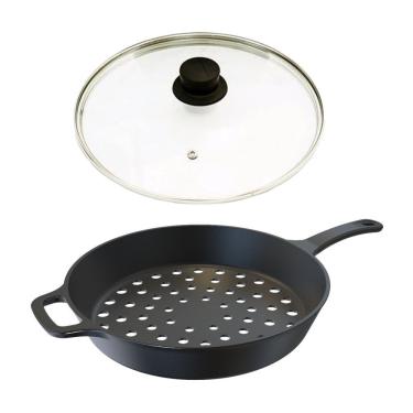 Imagem de Frigideira Assadeira Grill Furada De Ferro Fundido T/V 30Cm