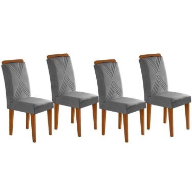 Imagem de Kit 2 Cadeiras De Cozinha Amsterdã 4 Un Capuccino Suede Grafite Rufato