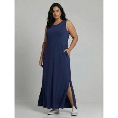 Imagem de Vestido Longo Aveloz Viscolycra Soltinho Plus Size com Bolso-Feminino