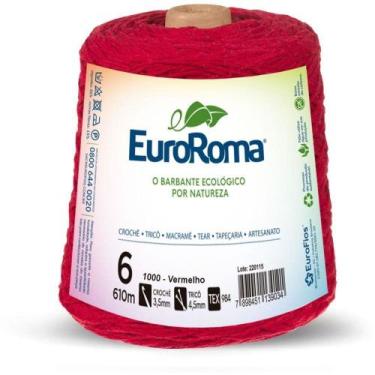 Imagem de Barbante Colorido 600g 4/6 Fios 610m Vermelho - Euroroma