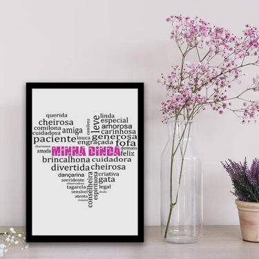 Imagem de Quadro Decorativo Minha Dinda Qualidades Coração Branco