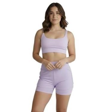 Imagem de Conjunto de Short Duplo Fitness Academia Treino Feminino-Feminino