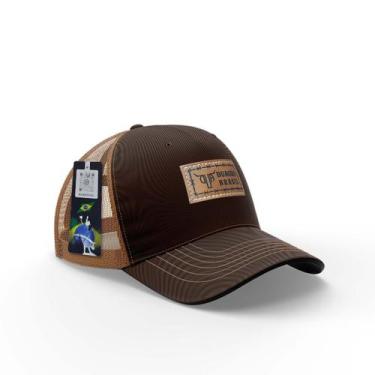 Imagem de Boné Masculino Country Trucker Telinha Couro DuAgro Brasil, Marrom, Ad