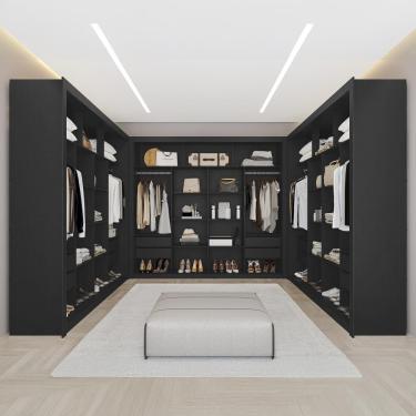 Imagem de Guarda Roupa Closet Triplo Nt6060 Mdf Preto Tx Amoudi Móveis Preto Tx