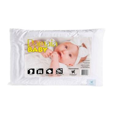 Imagem de Travesseiro para Bebê Baby 100% Poliéster Anatômico Antialérgico Branco Damaia