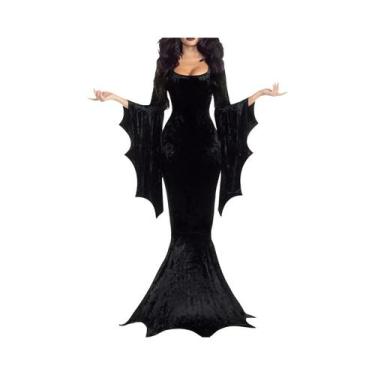 Imagem de Fantasia Retro Gótica Preta Para Mulheres, Vestido De Sereia Para Hall