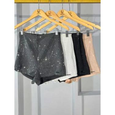 Imagem de Short Strass Conceito Pit Bull Jeans 82358, Branco c, Prata, M