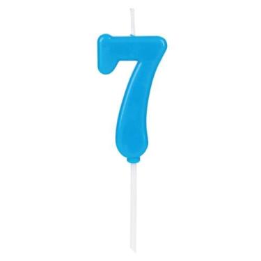 Imagem de Vela de Aniversário Número 7 Azul 4,5 cm Silver Plastic