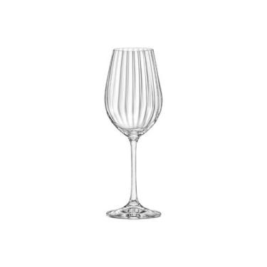 Imagem de Taça Vinho 450 ml Cristal Transparente Textura Linear Linha Dream Haus