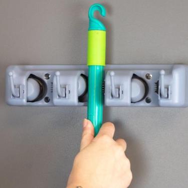 Imagem de Suporte Organizador para 4 Vassouras com Ganchos Cinza - BIGSUL