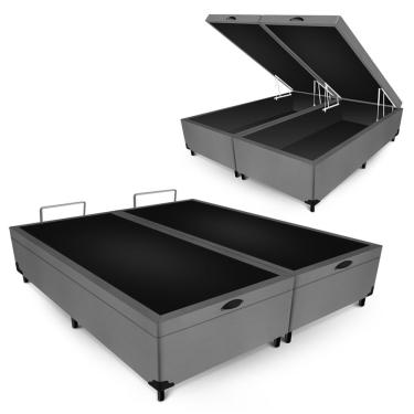 Imagem de Box Baú Max Ultra 203CM King Size Suede com Estrutura em MDF Chumbo Maxispuma