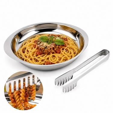 Imagem de Conjunto para Servir Massas em Aço Inoxidável com Cumbuca e Pegador 23,5CM e 18CM Inox Yeet