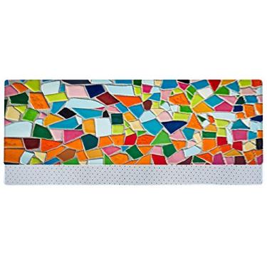Imagem de Shanrya Tapete de porta antiderrapante, design de blocos de azulejo, tapete colorido, antiderrapante para quarto, sala de estar (60180 cm)