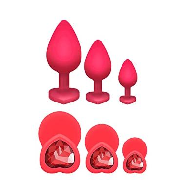 Imagem de XfeyaSri 3 peças plug anale Gel de sílica, brinquedos anais treino de amor saia desgastar expansão anal Brinquedos sexuais homem e mulher (vermelho)