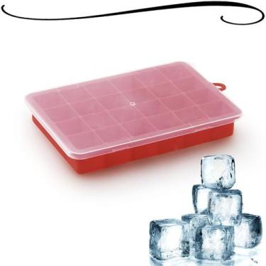 Imagem de Forma De Silicone 24 Cubos Gelo Papinha Bb Com Tampa Livre De Bpa Mimo