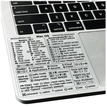 Imagem de Atalhos de teclado SYNERLOGIC Mac OS (Big Sur/Catalina/Mojave), adesivo de vinil transparente, adesivo sem resíduos, tamanho 3,2" x 3,2", compatível com qualquer MacBook Air Pro com CPU M1 ou Intel