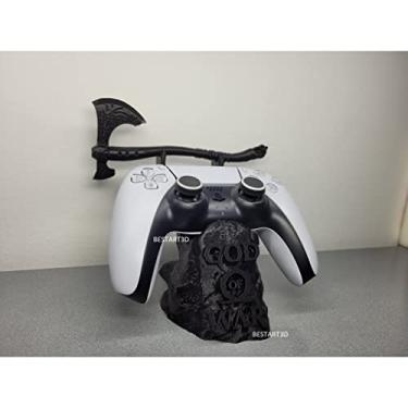 Imagem de Suporte Para Controle PS5 e PS4 com o tema God Of War + Machado Leviathan COR:PRETO