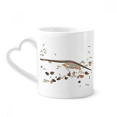 Imagem de Caneca de dinossauro em miniatura preta Bones Caneca de café cerâmica copo de coração de vidro
