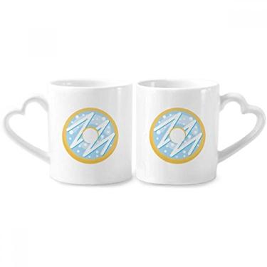 Imagem de Conjunto de canecas de porcelana casal, sobremesa, comida doce, rosquinha, cerâmico, copo, coração, coração
