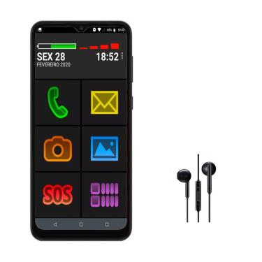 Imagem de Smartphone Android para Idosos com 32gb 2gb Octa core Wifi 2,4Ghz Tela Grande 6,5 Polegadas Camera Traseira e Selfie Bateria 5000mAh