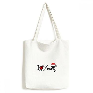 Imagem de I Love Yemen Word Flag Love Heart Illustration Tote Canvas Bag Shopping Satchel Casual Bolsa