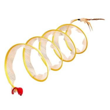 Imagem de Baoblaze Brinquedo interativo gato túnel brinquedo gato pista brinquedos para animais de estimação para gatos internos coelho jogar gatinho, Verifique o pano branco