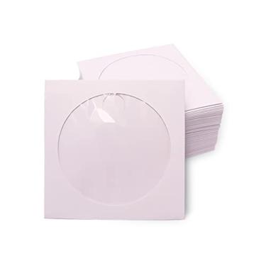 Imagem de 100 capas de CD DVD, papel branco, capas de CD e DVD, suporte de envelope com janela transparente e aba, 120 g pesado