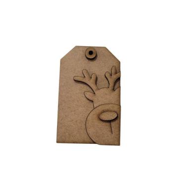 Imagem de Tag c/aplicações de Rena 5x8cm- Jeito Próprio Artesanato