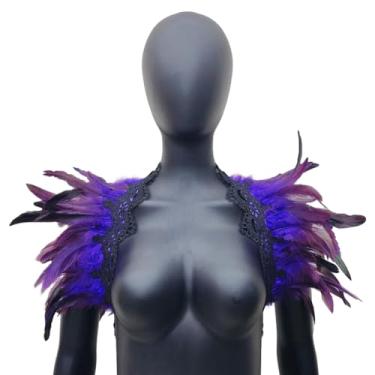 Imagem de Xale feminino de renda natural pena pena gótica gola poncho Halloween cosplay fantasia tipo 8
