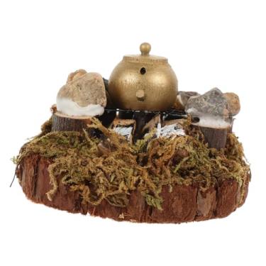 Imagem de CORHAD mini casa jardim cena fogueira em miniatura modelo móveis em miniatura colecionaveis casa bonecas decoração mobília enfeite fogão a lenha mini fogão campo decorar