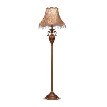Imagem de Luminárias de Chão Luminária de chão de resina vintage, lâmpada antiga de pé com abajur de tecido, soquete clássico e27 para sala de estar Luminaria (Size : A-Dimmer switch)