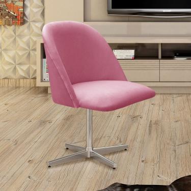 Imagem de Poltrona Decorativa Gaia Giratória Metal para Sala, Quarto, Recepção Rosa