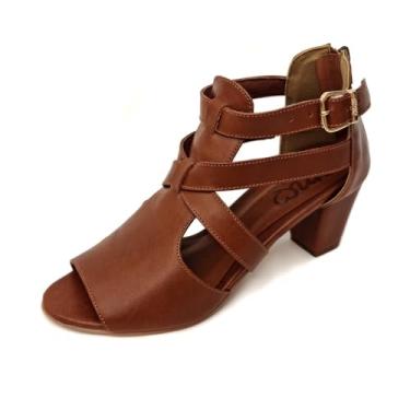 Imagem de Amo Calçados, Sandália em Couro Ankle Boot Sophia Amêndoa Tamanho:40