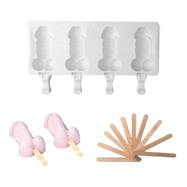 Imagem de 4 mesmo pênis moldes de picolé de silicone picolé mousse molde de silicone simulação spoof diy sorvete/196