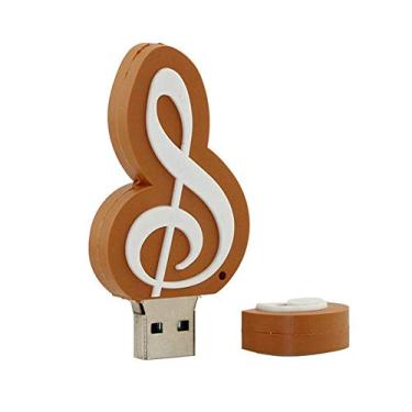 Imagem de 16GB Music Note Model USB Flash Drive USB 3.0 Dispositivo USB Flash Disk USB Drive USB 3.0 Memory Stick USB Stick U Disk Pen Drive USB Flash Memory USB Disk Armazenamento Dados - Marrom Branco